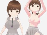 グレーと茶色の真ん中のような色の服のお姉さん（セリフなし  3DCGモデル  イラスト集）