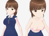 紺色の洋服を着た巨乳のお姉さん（セリフなし  3DCGモデル  イラスト集）